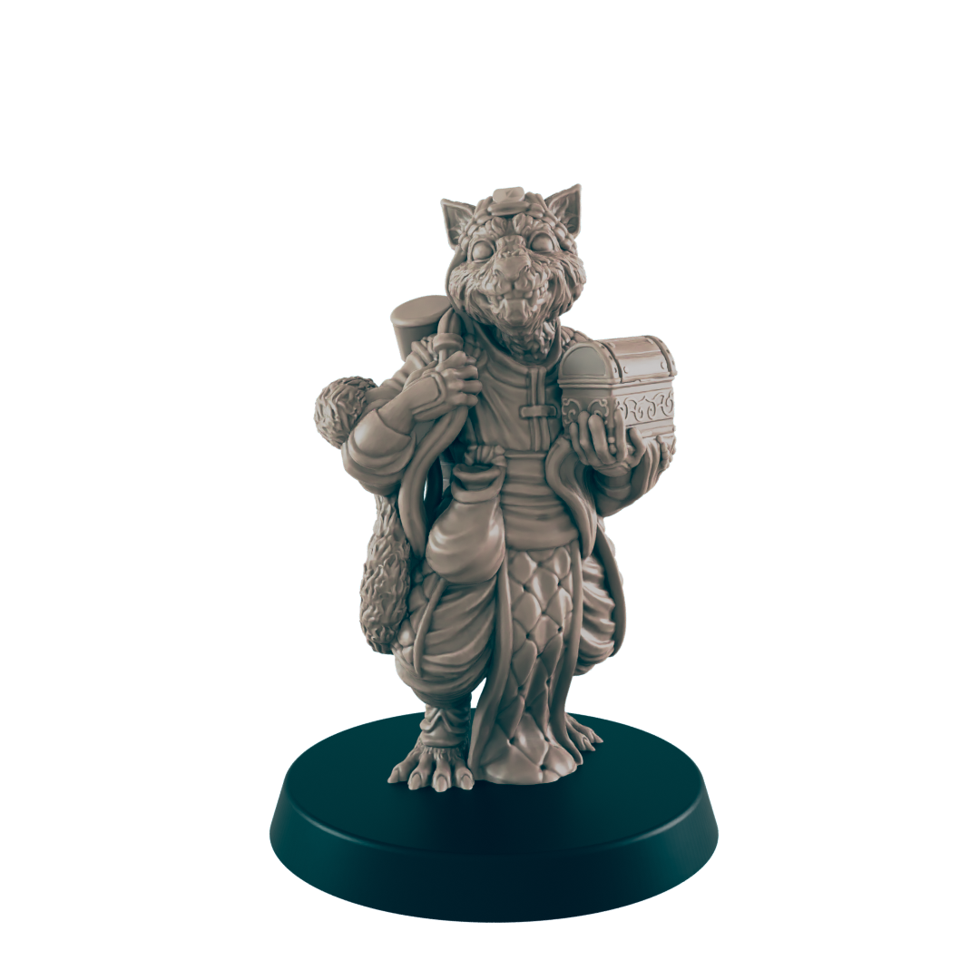Catfolk Mini | Merchant Shopkeeper | Dungeons and Dragons NPC Figure | Pathfinder DnD Wargaming RPG Character | 32mm Scale Model