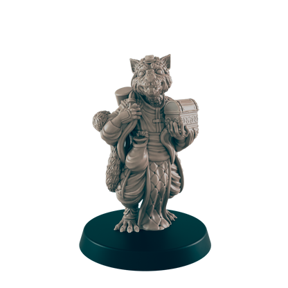 Catfolk Mini | Merchant Shopkeeper | Dungeons and Dragons NPC Figure | Pathfinder DnD Wargaming RPG Character | 32mm Scale Model
