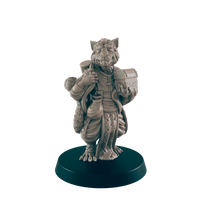 
              Catfolk Mini | Merchant Shopkeeper | Dungeons and Dragons NPC Figure | Pathfinder DnD Wargaming RPG Character | 32mm Scale Model
            