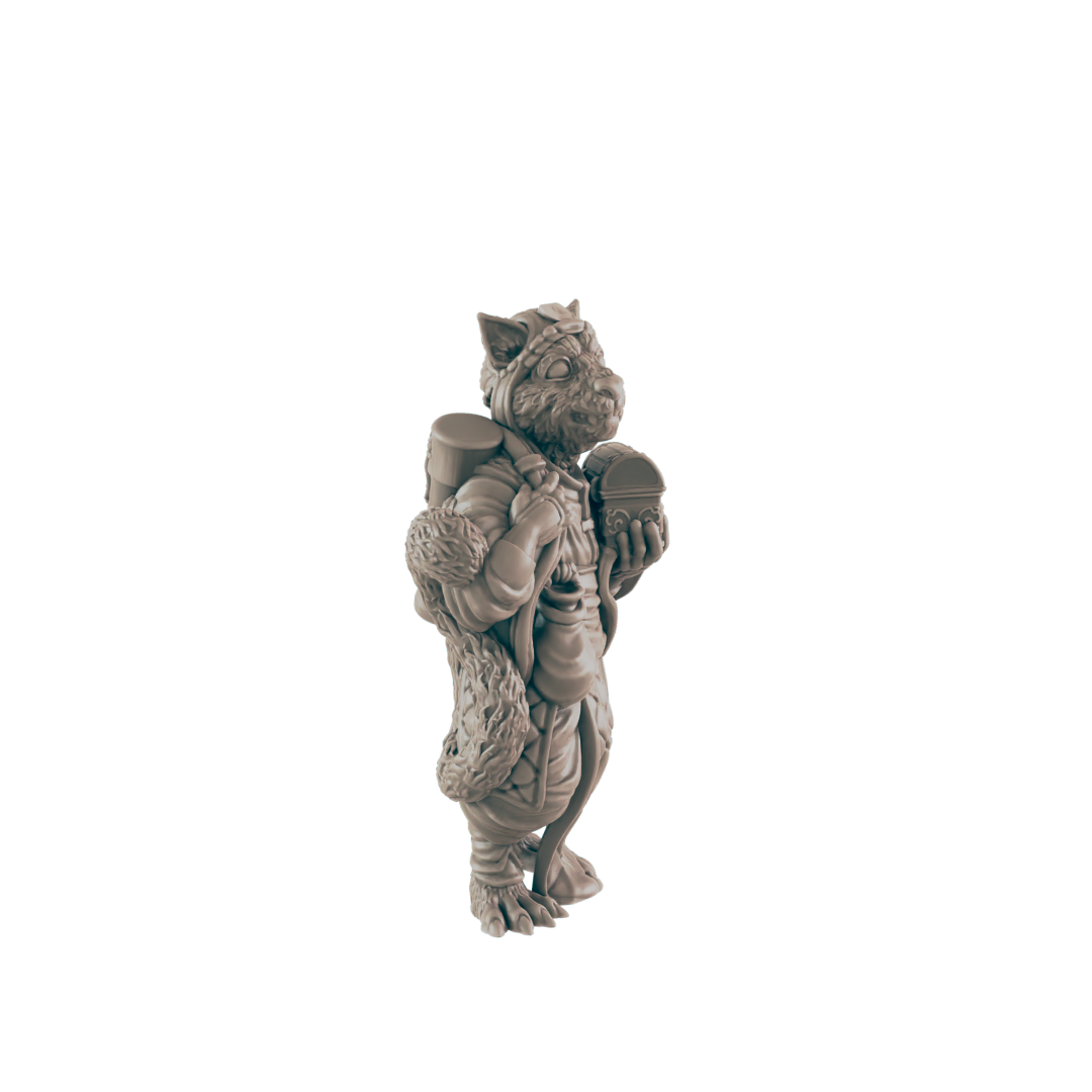 Catfolk Mini | Merchant Shopkeeper | Dungeons and Dragons NPC Figure | Pathfinder DnD Wargaming RPG Character | 32mm Scale Model