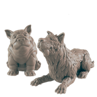 
              Dog Mini | Pair of Doggos | Bulldog & Terrier | Dungeons and Dragons NPC Figure | Pathfinder DnD Wargaming RPG Character | 32mm Scale Model
            