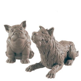 Dog Mini | Pair of Doggos | Bulldog & Terrier | Dungeons and Dragons NPC Figure | Pathfinder DnD Wargaming RPG Character | 32mm Scale Model