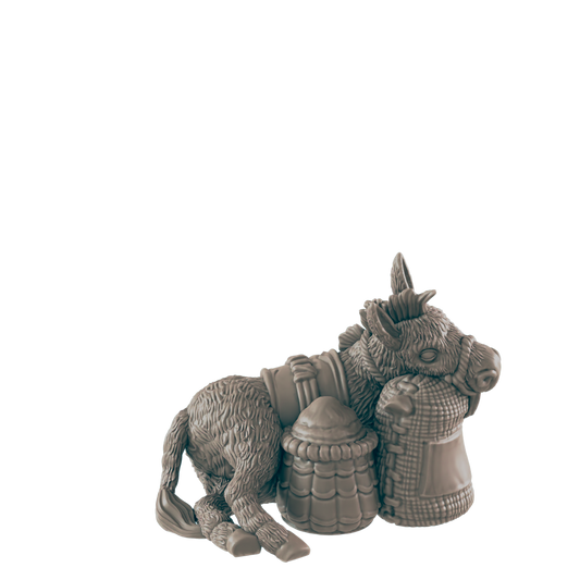 Resting Donkey Mini | Farm and Work Animal | Townsfolk NPC Figure | DnD Wargaming Mini | RPG Character | 32mm Scale Model | for Dungeons and Dragons, Pathfinder, etc.