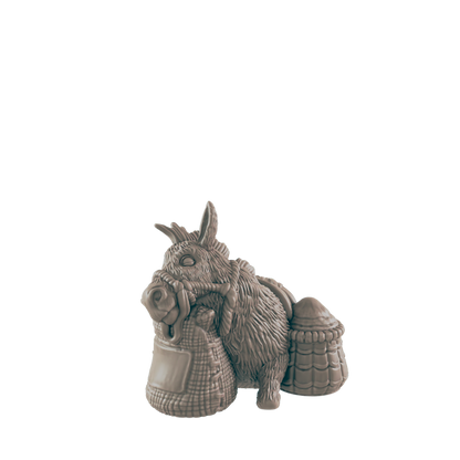 Resting Donkey Mini | Farm and Work Animal | Townsfolk NPC Figure | DnD Wargaming Mini | RPG Character | 32mm Scale Model | for Dungeons and Dragons, Pathfinder, etc.