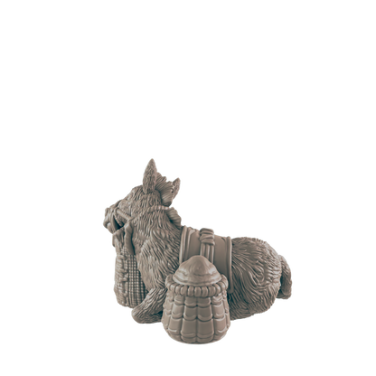 Resting Donkey Mini | Farm and Work Animal | Townsfolk NPC Figure | DnD Wargaming Mini | RPG Character | 32mm Scale Model | for Dungeons and Dragons, Pathfinder, etc.