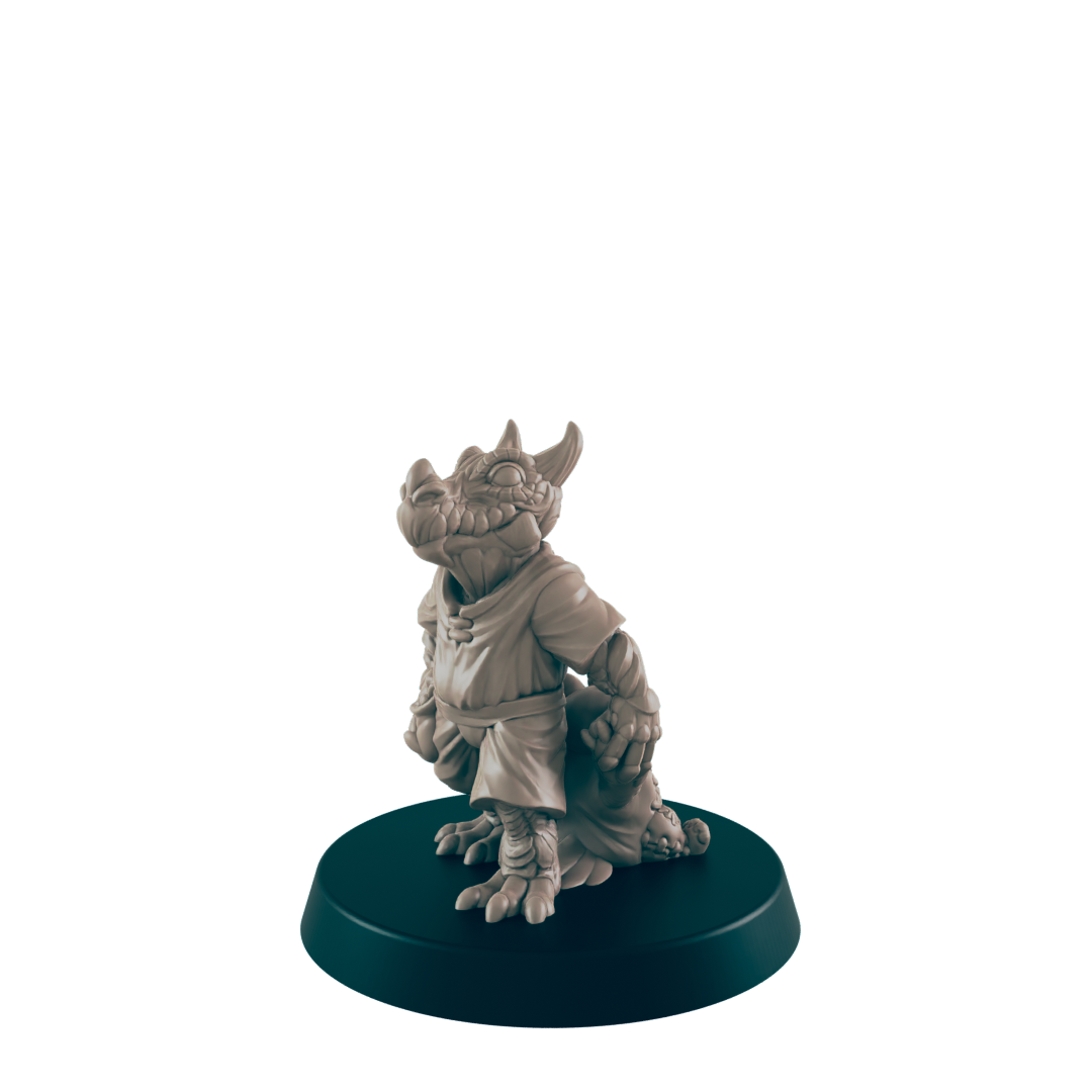 Dragonborn Mini | Child w/ toy | KidTownsfolk NPC Figure | DnD Wargaming Mini | RPG Character | 32mm Scale Model | for Dungeons and Dragons, Pathfinder, etc.