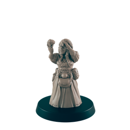 Dwarf Mini | Merchant Shopkeeper  | Female Townsfolk NPC Figure | DnD Wargaming Mini | RPG Character | 32mm Scale Model | for Dungeons and Dragons, Pathfinder, etc.