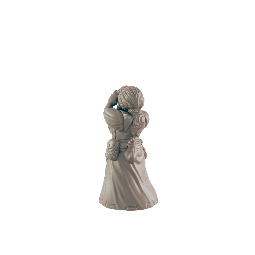 Dwarf Mini | Merchant Shopkeeper  | Female Townsfolk NPC Figure | DnD Wargaming Mini | RPG Character | 32mm Scale Model | for Dungeons and Dragons, Pathfinder, etc.