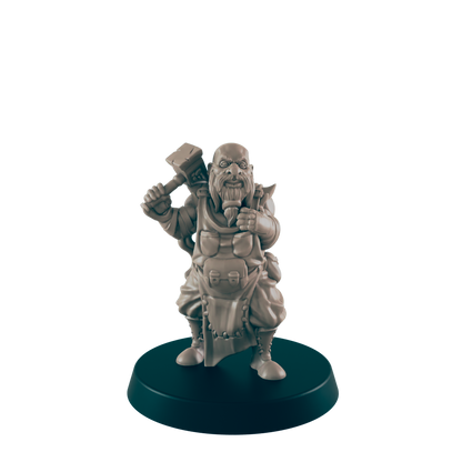 Dwarven Blacksmith Twins | Dwarf Brothers | Dungeons and Dragons NPC Figure | Pathfinder DnD Wargaming RPG Character | 32mm Scale Model