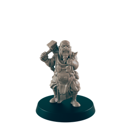 Dwarven Blacksmith Mini | Bald Dwarf | Dungeons and Dragons NPC Figure | Pathfinder DnD Wargaming RPG Character | 32mm Scale Model