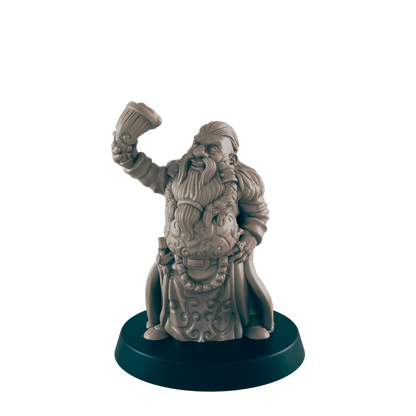 Dwarf Mini | Noble Royalty | Male Townsfolk NPC Figure | DnD Wargaming Mini | RPG Character | 32mm Scale Model | for Dungeons and Dragons, Pathfinder, etc.