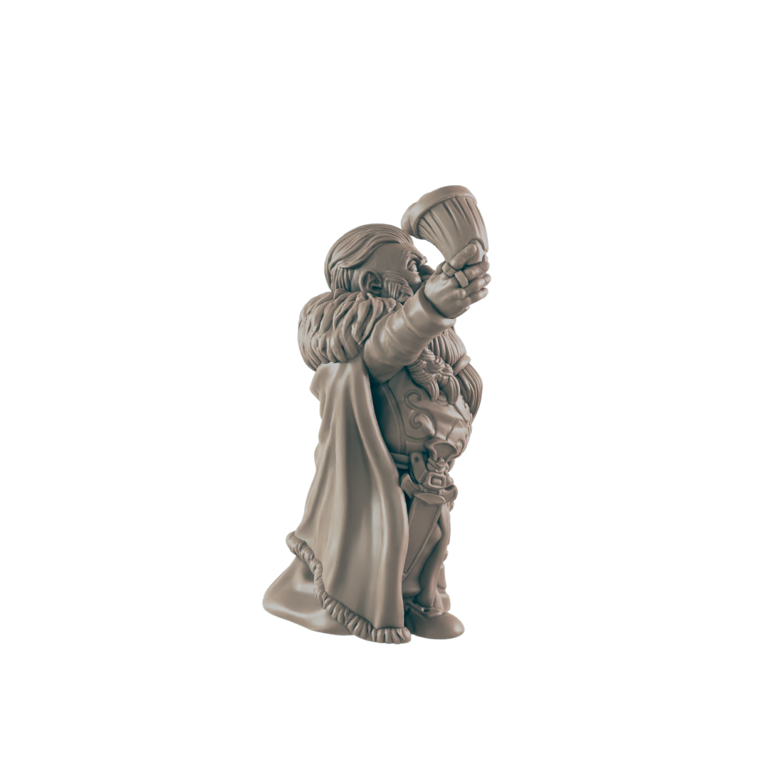 Dwarf Mini | Noble Royalty | Male Townsfolk NPC Figure | DnD Wargaming Mini | RPG Character | 32mm Scale Model | for Dungeons and Dragons, Pathfinder, etc.
