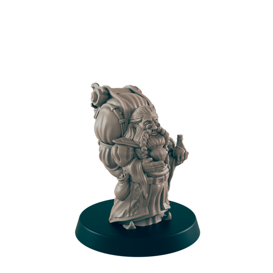 Dwarf Mini | Travelling Merchant | Male Townsfolk NPC Figure | DnD Wargaming Mini | RPG Character | 32mm Scale Model | for Dungeons and Dragons, Pathfinder, etc.