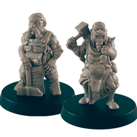 Dwarven Blacksmith Twins | Dwarf Brothers | Dungeons and Dragons NPC Figure | Pathfinder DnD Wargaming RPG Character | 32mm Scale Model