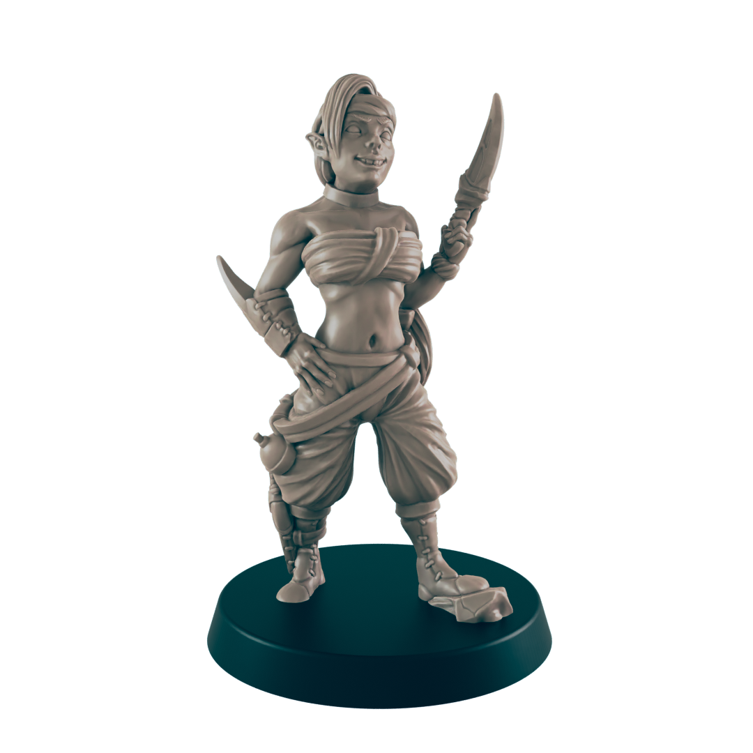 Elf Mini | Female Elven Assassin Rogue Bandit | Dungeons and Dragons NPC Figure | Pathfinder DnD Wargaming RPG Character | 32mm Scale Model