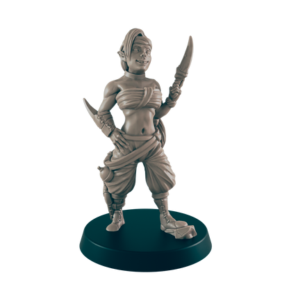 Elf Mini | Female Elven Assassin Rogue Bandit | Dungeons and Dragons NPC Figure | Pathfinder DnD Wargaming RPG Character | 32mm Scale Model
