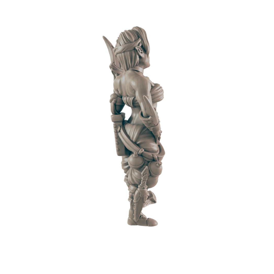 Elf Mini | Female Elven Assassin Rogue Bandit | Dungeons and Dragons NPC Figure | Pathfinder DnD Wargaming RPG Character | 32mm Scale Model