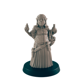 Elf Mini | Chubby Female Herbalist | Dungeons and Dragons NPC Figure | Pathfinder DnD Wargaming RPG Character | 32mm Scale Model