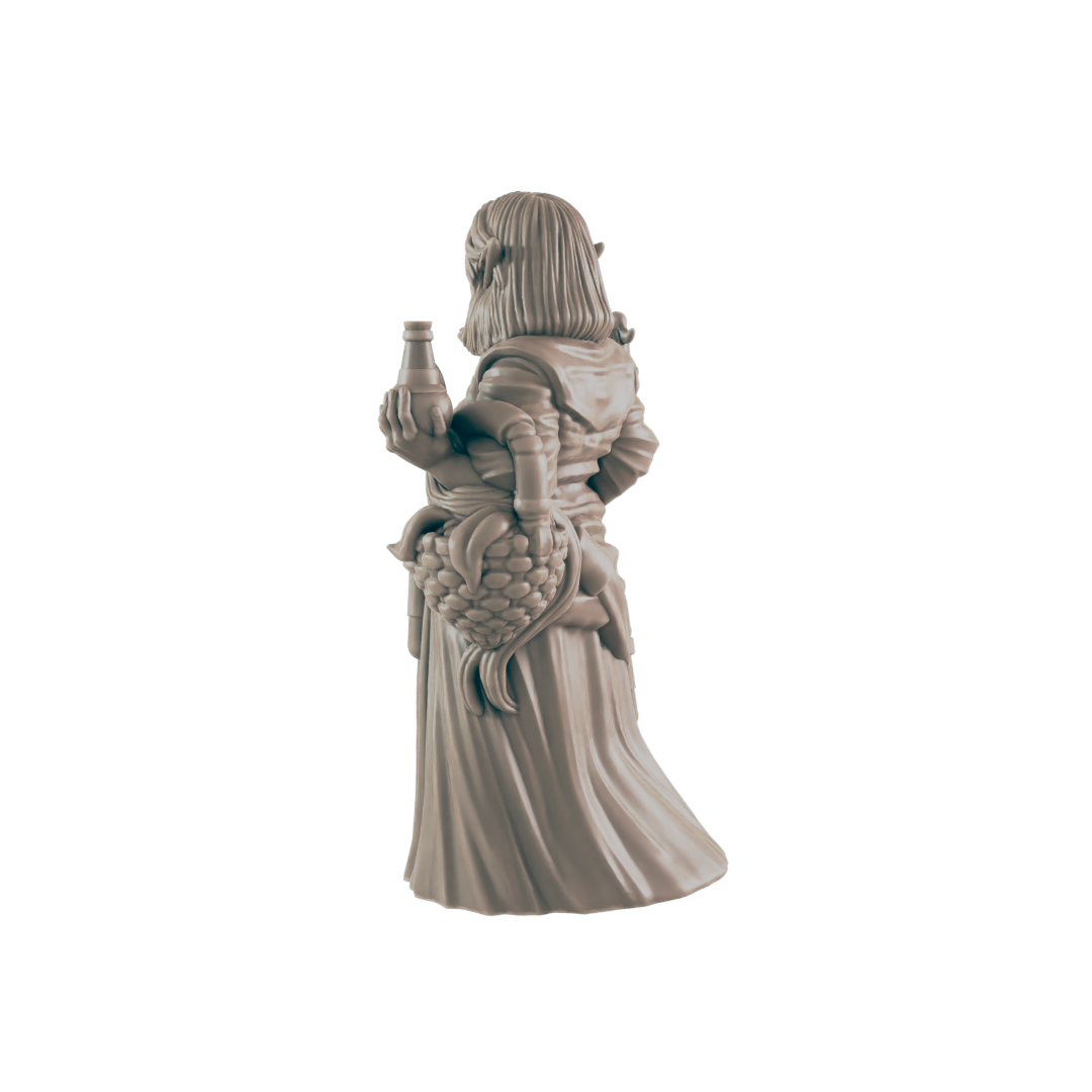 Elf Mini | Chubby Female Herbalist | Dungeons and Dragons NPC Figure | Pathfinder DnD Wargaming RPG Character | 32mm Scale Model