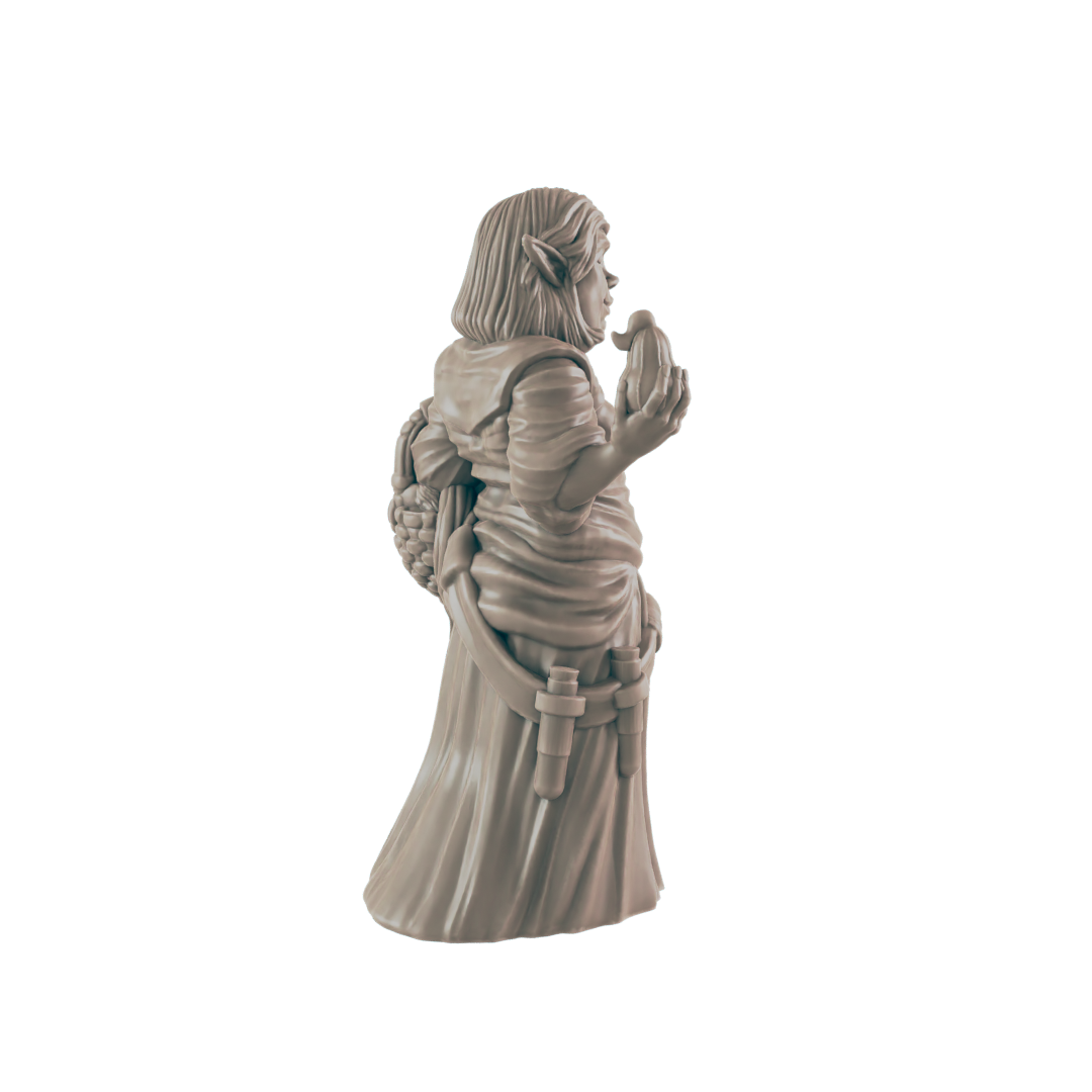 Elf Mini | Chubby Female Herbalist | Dungeons and Dragons NPC Figure | Pathfinder DnD Wargaming RPG Character | 32mm Scale Model