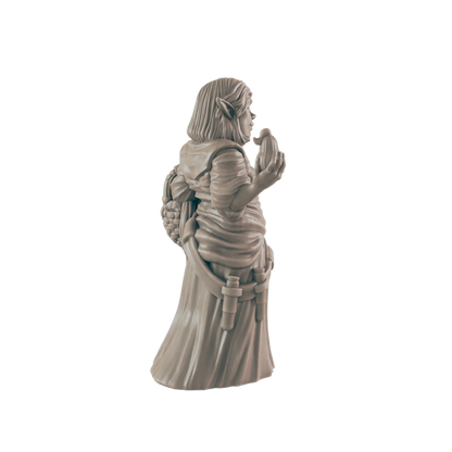 Elf Mini | Chubby Female Herbalist | Dungeons and Dragons NPC Figure | Pathfinder DnD Wargaming RPG Character | 32mm Scale Model