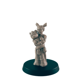 Human Mischevious Girl Mini | Child w/ Toy | Kid Female Townsfolk NPC Figure | DnD Wargaming Mini | RPG Character | 32mm Scale Model | for Dungeons and Dragons, Pathfinder, etc.