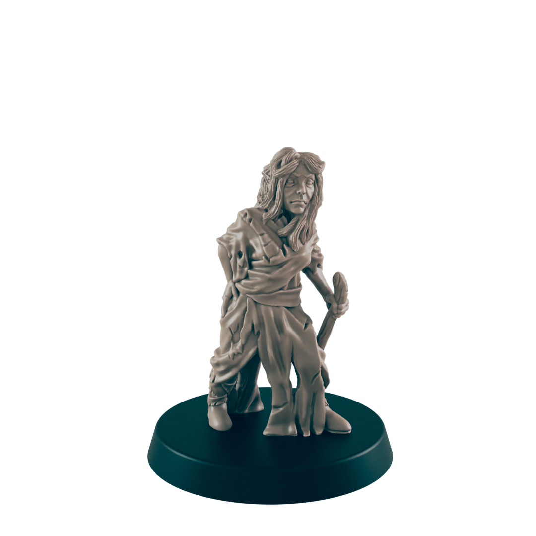 Elf Mini | Destitute & Homeless | Female Townsfolk NPC Figure | DnD Wargaming Mini | RPG Character | 32mm Scale Model | for Dungeons and Dragons, Pathfinder, etc.