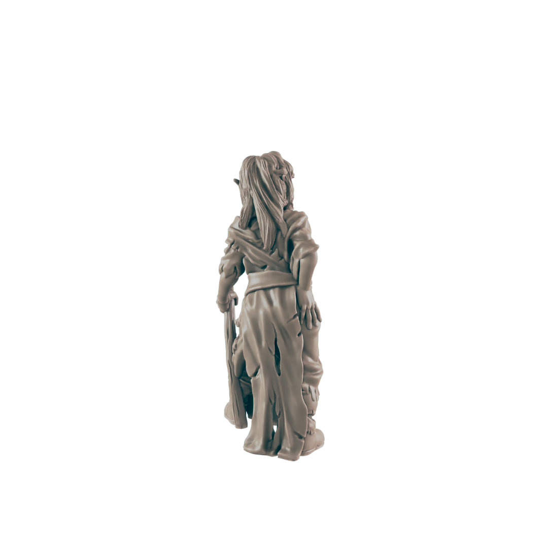Elf Mini | Destitute & Homeless | Female Townsfolk NPC Figure | DnD Wargaming Mini | RPG Character | 32mm Scale Model | for Dungeons and Dragons, Pathfinder, etc.