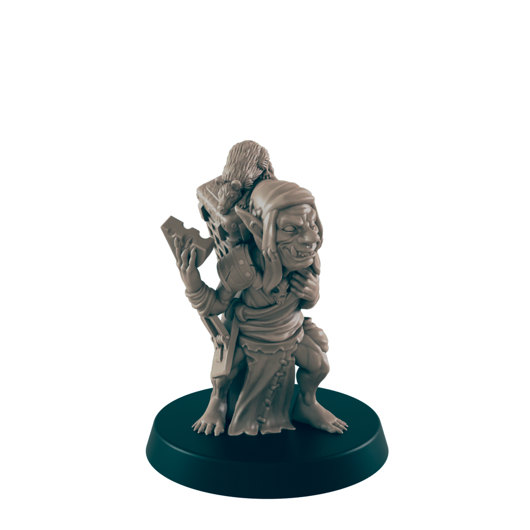 Goblin Mini | Rat Catcher Janitor | Monster Townsfolk NPC Figure | DnD Wargaming Mini | RPG Character | 32mm Scale Model | for Dungeons and Dragons, Pathfinder, etc.