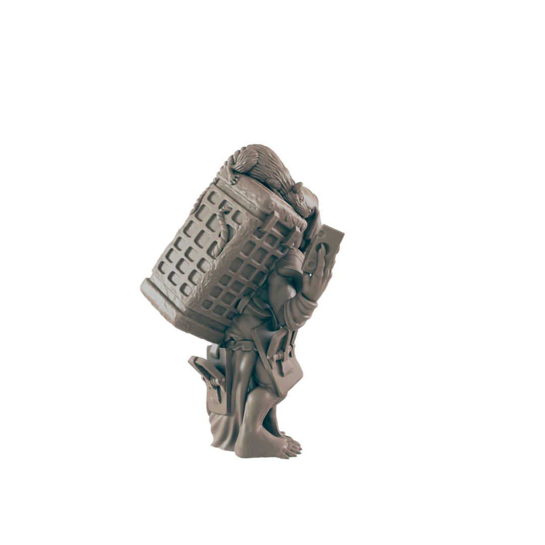 Goblin Mini | Rat Catcher Janitor | Monster Townsfolk NPC Figure | DnD Wargaming Mini | RPG Character | 32mm Scale Model | for Dungeons and Dragons, Pathfinder, etc.