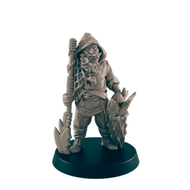 Half Orc Mini | Fisherman w/ Bounty | Male Monster Townsfolk NPC Figure | DnD Wargaming Mini | RPG Character | 32mm Scale Model | for Dungeons and Dragons, Pathfinder, etc.