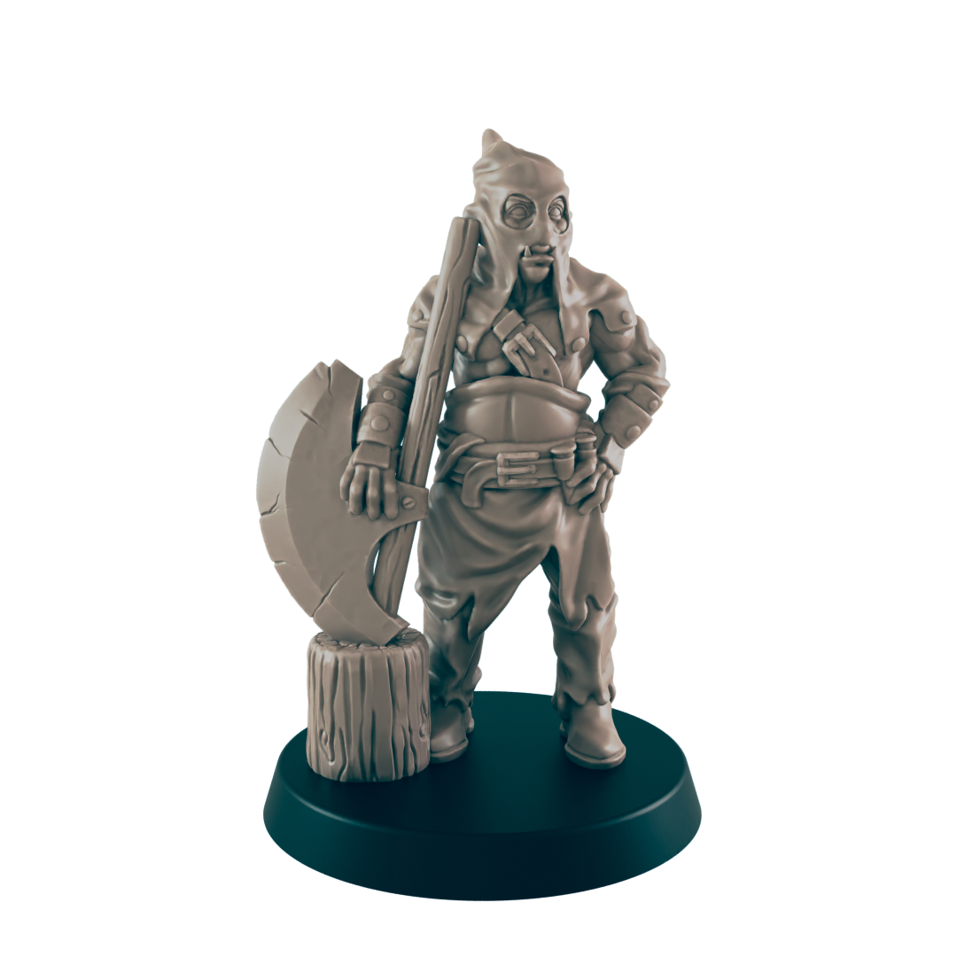 Half Orc Mini | Executioner Headsman | Male Monster Townsfolk NPC Figure | DnD Wargaming Mini | RPG Character | 32mm Scale Model | for Dungeons and Dragons, Pathfinder, etc.