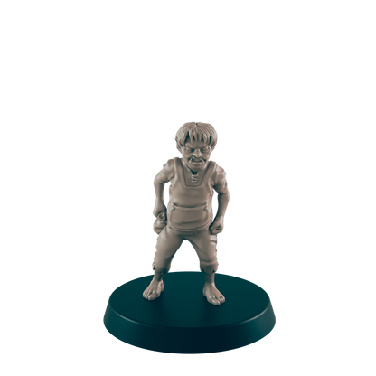 Half Orc Mini | Kid Bully | Male Child Monster Townsfolk NPC Figure | DnD Wargaming Mini | RPG Character | 32mm Scale Model | for Dungeons and Dragons, Pathfinder, etc.