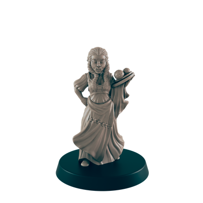 Half Orc Mini | Barmaid Waitress  | Female Monster Townsfolk NPC Figure | DnD Wargaming Mini | RPG Character | 32mm Scale Model | for Dungeons and Dragons, Pathfinder, etc.