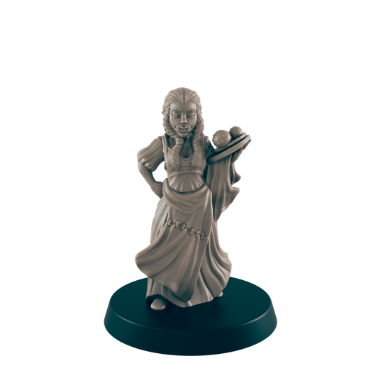 Half Orc Mini | Barmaid Waitress  | Female Monster Townsfolk NPC Figure | DnD Wargaming Mini | RPG Character | 32mm Scale Model | for Dungeons and Dragons, Pathfinder, etc.