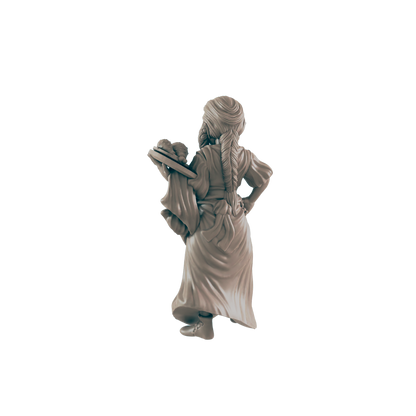Half Orc Mini | Barmaid Waitress  | Female Monster Townsfolk NPC Figure | DnD Wargaming Mini | RPG Character | 32mm Scale Model | for Dungeons and Dragons, Pathfinder, etc.