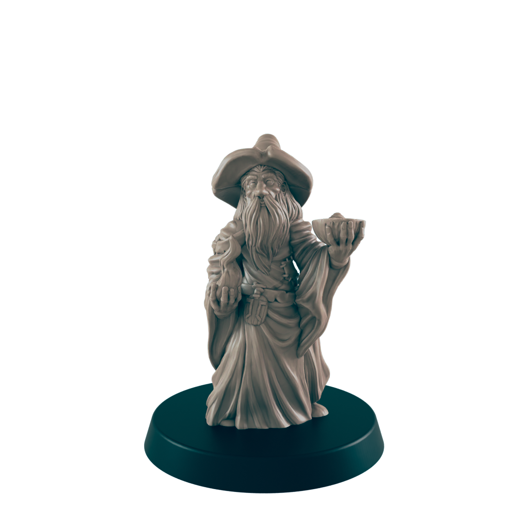 Hedge Wizard | Elderly Retired Sorcerer | Dungeons and Dragons NPC Figure | Pathfinder DnD Wargaming RPG Character | 32mm Scale Model