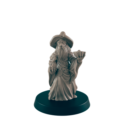 Hedge Wizard | Elderly Retired Sorcerer | Dungeons and Dragons NPC Figure | Pathfinder DnD Wargaming RPG Character | 32mm Scale Model