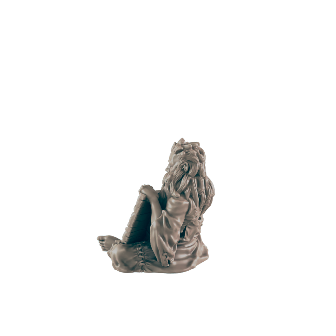 Human Mini | Beggar w/ Sign | Male Townsfolk NPC Figure | DnD Wargaming Mini | RPG Character | 32mm Scale Model | for Dungeons and Dragons, Pathfinder, etc.