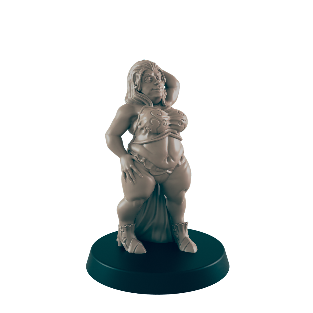 Human Mini | Fat Showgirl Courtesan | Female Townsfolk NPC Figure | DnD Wargaming Mini | RPG Character | 32mm Scale Model | for Dungeons and Dragons, Pathfinder, etc.