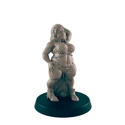 Human Mini | Fat Showgirl Courtesan | Female Townsfolk NPC Figure | DnD Wargaming Mini | RPG Character | 32mm Scale Model | for Dungeons and Dragons, Pathfinder, etc.