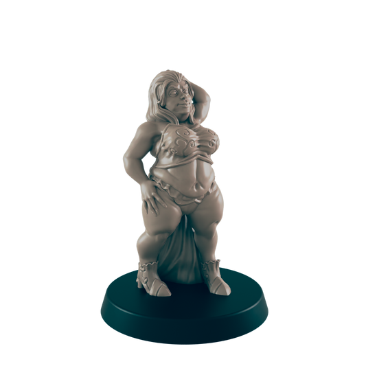 Human Mini | Fat Showgirl Courtesan | Female Townsfolk NPC Figure | DnD Wargaming Mini | RPG Character | 32mm Scale Model | for Dungeons and Dragons, Pathfinder, etc.