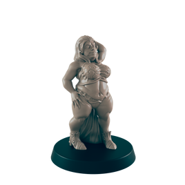 Human Mini | Fat Showgirl Courtesan | Female Townsfolk NPC Figure | DnD Wargaming Mini | RPG Character | 32mm Scale Model | for Dungeons and Dragons, Pathfinder, etc.