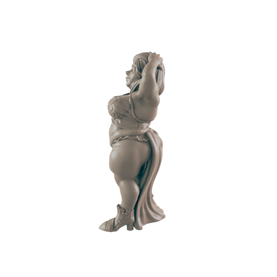 Human Mini | Fat Showgirl Courtesan | Female Townsfolk NPC Figure | DnD Wargaming Mini | RPG Character | 32mm Scale Model | for Dungeons and Dragons, Pathfinder, etc.