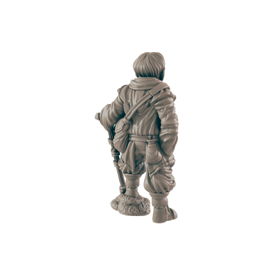 Human Mini | Grave Digger Groundskeeper | Male Townsfolk NPC Figure | DnD Wargaming Mini | RPG Character | 32mm Scale Model | for Dungeons and Dragons, Pathfinder, etc.
