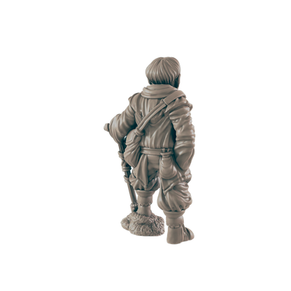 Human Mini | Grave Digger Groundskeeper | Male Townsfolk NPC Figure | DnD Wargaming Mini | RPG Character | 32mm Scale Model | for Dungeons and Dragons, Pathfinder, etc.