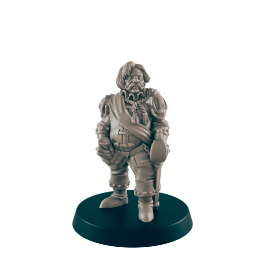 Human Mini | Grizzled Military Chief | Male Townsfolk NPC Figure | DnD Wargaming Mini | RPG Character | 32mm Scale Model | for Dungeons and Dragons, Pathfinder, etc.