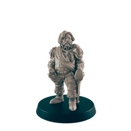 Human Mini | Grizzled Military Chief | Male Townsfolk NPC Figure | DnD Wargaming Mini | RPG Character | 32mm Scale Model | for Dungeons and Dragons, Pathfinder, etc.