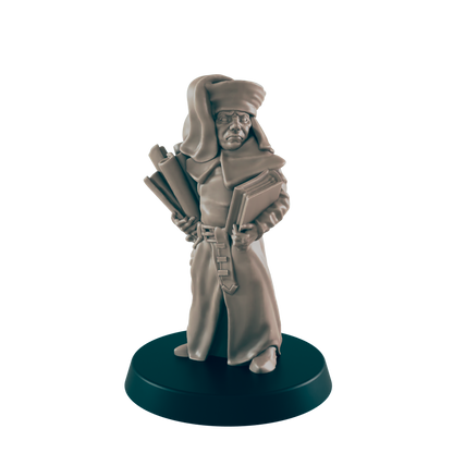 Human Mini | Professor Scholar | Male Townsfolk NPC Figure | DnD Wargaming Mini | RPG Character | 32mm Scale Model | for Dungeons and Dragons, Pathfinder, etc.