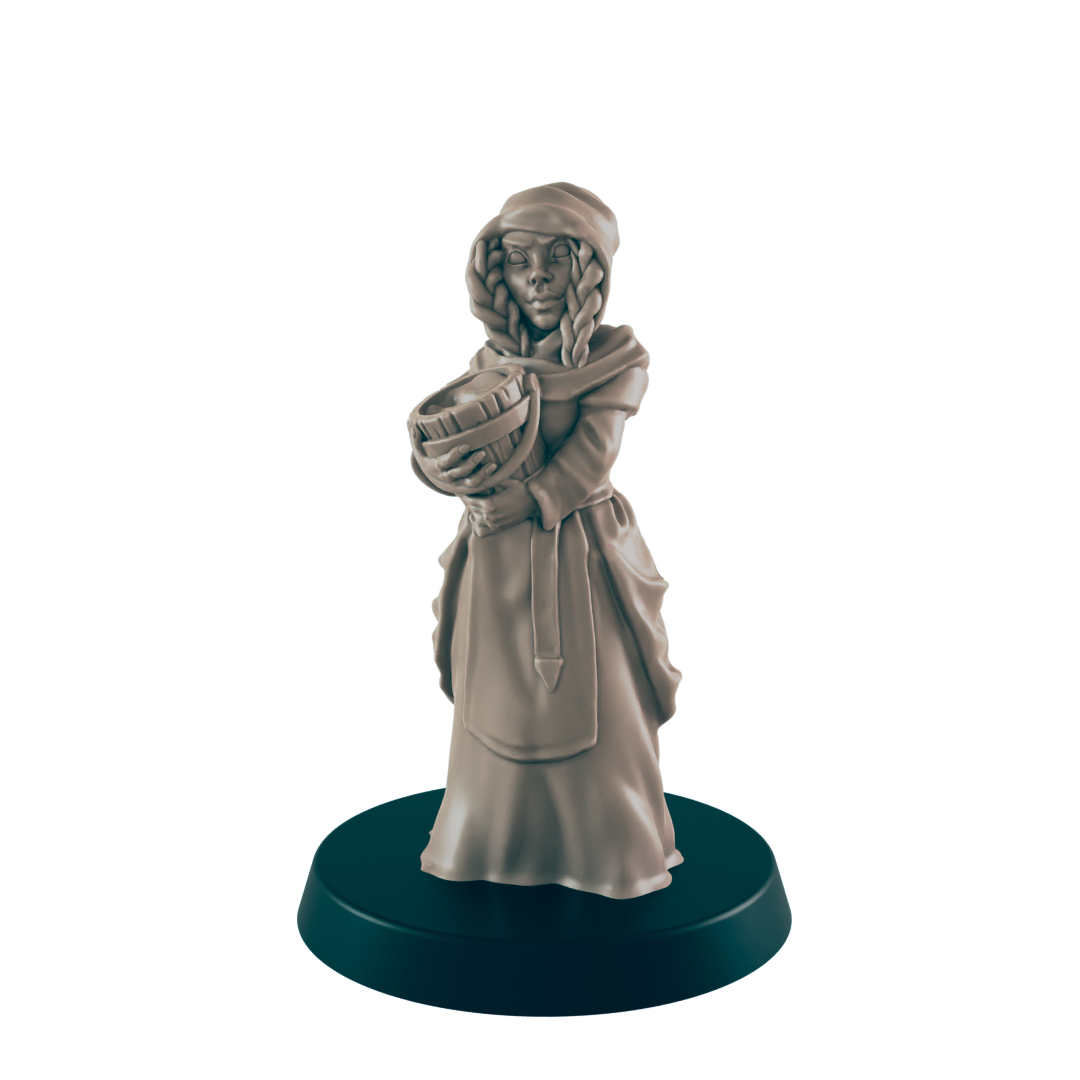 Human Mini | Chamber Maid | Female Townsfolk NPC Figure | DnD Wargaming Mini | RPG Character | 32mm Scale Model | for Dungeons and Dragons, Pathfinder, etc.